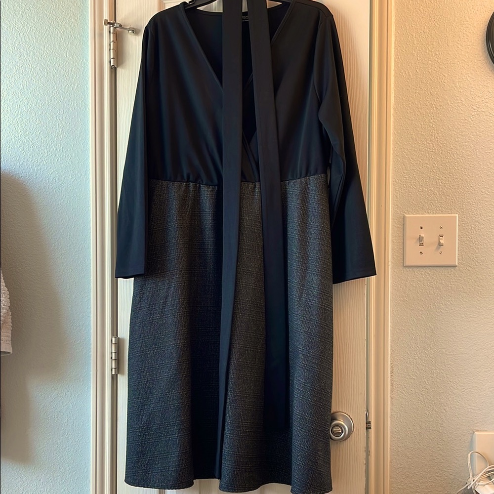 Clear out sale! Bloomchic Black Dress - plaid skirt in long sleeves. Size 14-16. - Picture 3 of 8